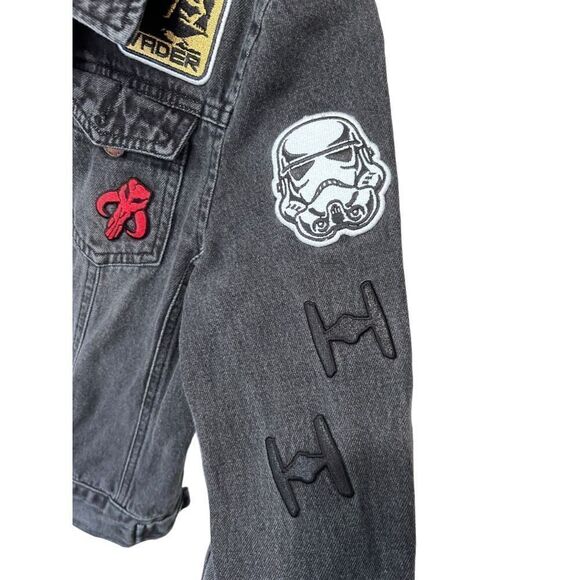 We Love Fine by Goldie Star Wars Patchwork Denim Jacket Black Sith Darkside Smal - Picture 5 of 10
